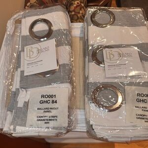 Ballard Designs Granite/White Striped In/Outdoor Panels, 50”x84” Price for both